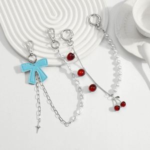 <b>Extender</b> With Pearl Bag <b>Chain</b> Gold Clasp Detachable Cherry Purse Charm for Handbag Diy Accessories - Product Image 3
