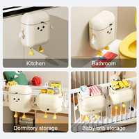 UFORU Poubelle murale suspendue style mignon, gain de place, pour décoration intérieure, en plastique avec couvercle