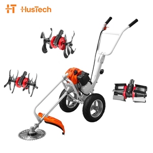 Tondeuse à <span class=keywords><strong>gazon</strong></span> à poussée manuelle, débroussailleuse 2/4 temps avec deux roues pour la coupe de l'herbe - Product Image 2