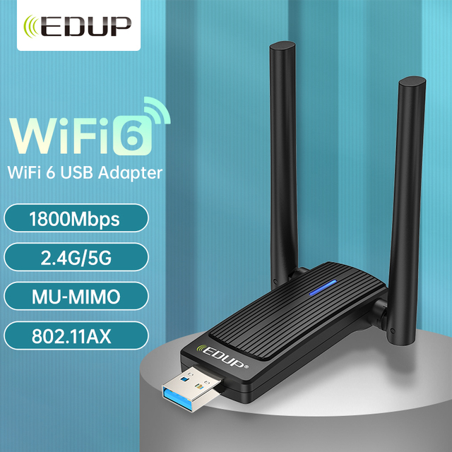 EDUP High Speed 802.11AX Dual Band MTK7921 WiFi6 Network Card Wifi EDUP 1800Mbps USB Wifi 6 USB Adapter