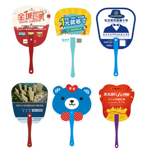Customized OEM Logo Printed Plastic Hand Fans Personalised Advertising PP Hand Crafts