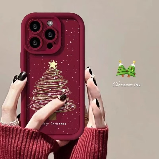 New Cute Christmas Tree Cartoon Frosted All-Pack Shockproof Case for iPhone 17 Pro Max