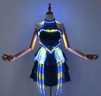 Costumes LED pour filles, robe lumineuse arc-en-ciel, tenues de rave, vêtements de fête, vêtements de danse en boîte de nuit, cosplay, anime, vêtements de danse lumineux Tron