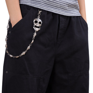 Chaîne de taille squelette en argent tibétain, grand crâne, style punk, accessoire décontracté hip-hop - Product Image 5