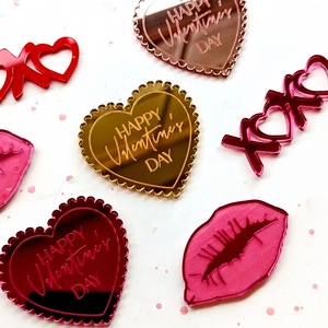 ของตกแต่งเค้กอะคริลิควันวาเลนไทน์รูปหัวใจ ริมฝีปาก XOXO สำหรับคัพเค้ก ของตกแต่งปาร์ตี้ - Product Image 3