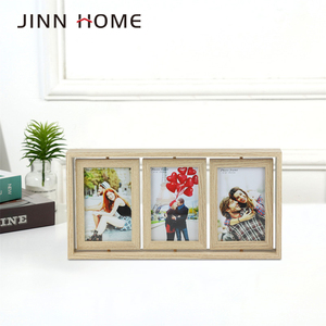 Marco de fotos de madera Natural, Marcos triples de madera Natural, Marco FrameDouble, pantalla giratoria, vidrio de alta definición para mesa, 4x6 - Product Image 6