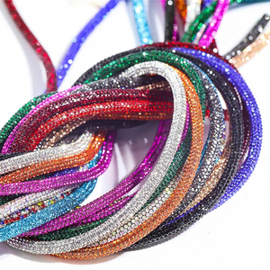 Corde de Tube de <span class=keywords><strong>diamant</strong></span> en cristal, corde de pantalon en dentelle, <span class=keywords><strong>cordon</strong></span> de bande de <span class=keywords><strong>diamant</strong></span> en strass - Product Image 2