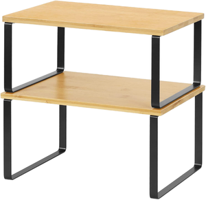 Moderno a doppio livello espandibile piccolo metallo di bambù in legno di stoccaggio da cucina in piedi tipo Spice mensola <span class=keywords><strong>porta</strong></span> armadio per la <span class=keywords><strong>casa</strong></span> - Product Image 2