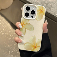 Étui de téléphone portable en cuir texturé à motif de fleurs jaunes pour iPhone 16 15 17 18 Pro Max Coque de protection antichoc