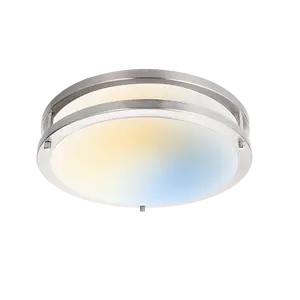 Etl 12" Led Ceiling Light Flush Mount Dimmable Black Selectable Light Color Double Ring For Damp Location