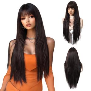 วิกผมสังเคราะห์สำหรับผู้หญิง แบบตรง<span class=keywords><strong>ยาว</strong></span> ใส่ได้ทุกวัน  ไร้กาว  ไร้รอยต่อ  ดูเป็นธรรมชาติ  ทำจากเส้นใยทนความร้อนสูง  พร้อมเชือกผูกผมแบบใส HD - Product Image 1