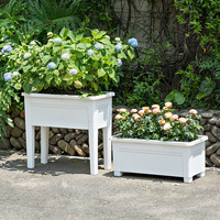 P80-2 Jardinera Elevada de Plástico de Venta Caliente con Autorriego, Kit de Jardinera Elevada de Plástico con Patas y Orificios de Drenaje para Flores