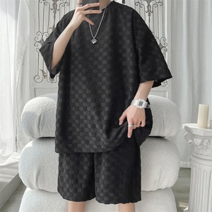 Kaus dan celana pendek pria, kualitas tinggi gaya Korea mewah ukuran besar 5XL-<span class=keywords><strong>M</strong></span> musim panas modis - Product Image 2