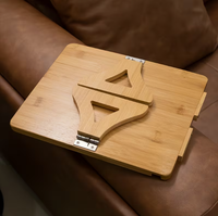 Table d'appoint pliable moderne en bambou avec support de téléphone, finition laquée, pour salon, table à manger et rangement de vaisselle