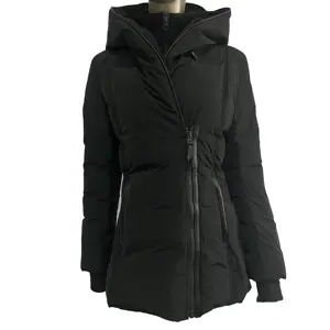 Customized Outdoor Hooded Outwear Women's Down Coats With Rib Collar