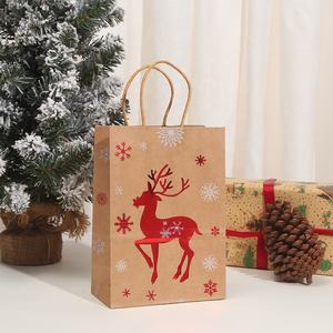 Nouvel arrivage de sac en papier kraft avec motif d'arbre de Noël Elk Snow Foil Papier kraft marron écologique pour pizza Cadeaux de réveillon de Noël - Product Image 5