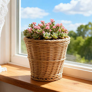 Panier à plantes tissé floral beige neuf Tianhe Guangnian, fait main, souple, pour succulentes, pot de fleurs <span class=keywords><strong>d</strong></span>'<span class=keywords><strong>intérieur</strong></span> et <span class=keywords><strong>d</strong></span>'extérieur, vente en gros - Product Image 3