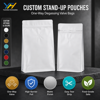 Pochette de stockage verticale personnalisée de qualité supérieure, résistante à l'humidité, avec valve de dégazage unidirectionnelle pour l'emballage de grains de café torréfiés