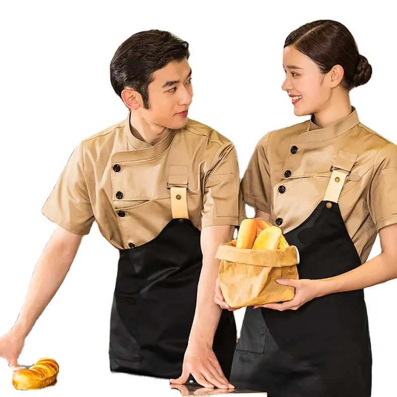 Moda renkli şef üniforma logo ile özelleştirilmiş modern restoran üniformaları japon tarzı şef üniforma