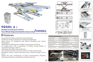 Gunting pelurus roda GQ500 + 5T, kendaraan mobil besar Platform hidrolik silinder ganda - Product Image 2