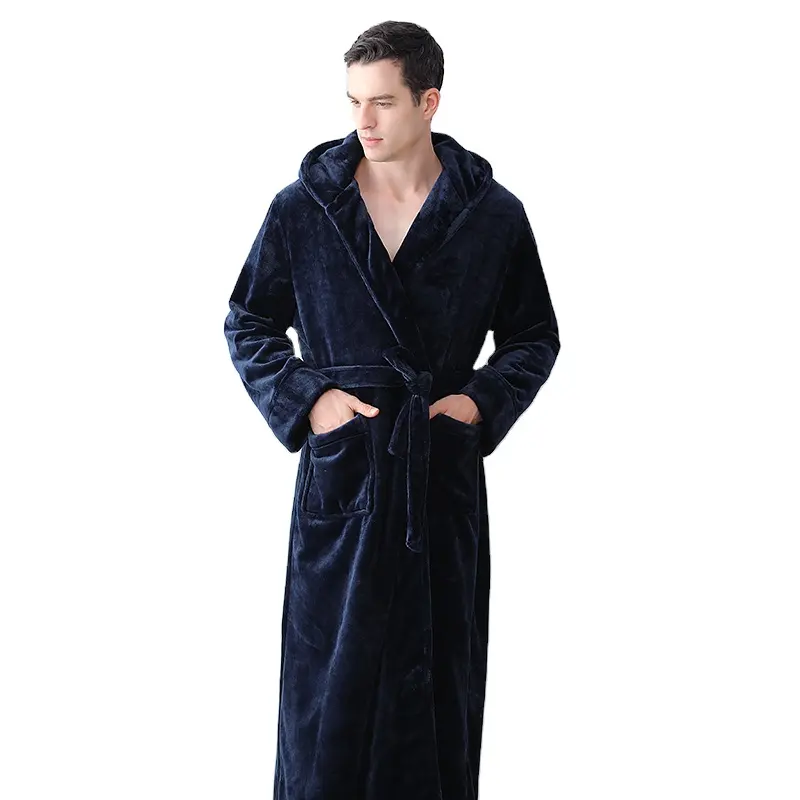 All'ingrosso Robe Sleepwear flanella Fleece accappatoi flanella da uomo Solid Robe Adult Ladies Gown accappatoio di flanella da uomo
