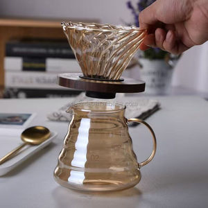 Ensemble de service à café nordique pour infusion, avec filtres <span class=keywords><strong>en</strong></span> bois de noyer et carafe <span class=keywords><strong>en</strong></span> <span class=keywords><strong>verre</strong></span> borosilicate de haute qualité, 500 ml, marron, écologique - Product Image 2
