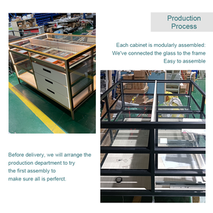 Joyería cuadrada de moda, caja de exhibición de Isla de cristal brillante blanco, combinación de armario, collar de tocador, pendientes, gabinete de Isla de exhibición - Product Image 6