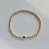 Bracelets en perles plaqué or 18 carats, bijoux pour femmes, oeil bleu turc, bracelet à breloques élastique