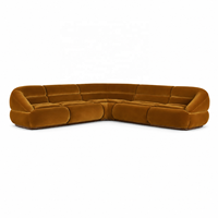 Modernes Luxus 130-Zoll Bernsteinfarbenes Samt-Ecksofa Modulares L-förmiges Sofa für Villa- und Hotelprojekte OEM/ODM Hersteller