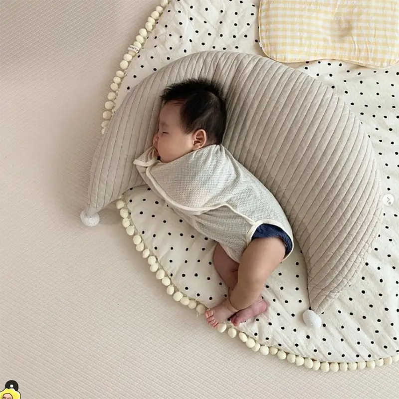 Çocuk yastık ayrılabilir hemşirelik baş yastık yumuşak beşik tampon ay şekli ayı nakış emzirme yastık yenidoğan için
