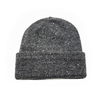 Bonnet en peluche unisexe pour adulte, chaud, pour l'automne et l'hiver, avec paillettes scintillantes, fil de soie doré, tissu acrylique tricoté à la machine, confortable