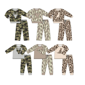 Ensemble <span class=keywords><strong>sweat</strong></span>-shirt et pantalon pour garçons sur le thème d'<span class=keywords><strong>Halloween</strong></span>, avec imprimés camouflage et à carreaux, ensemble décontracté d'automne en prévente - Product Image 3