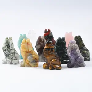 Statue de loup en cristal personnalisé, sculpture artisanale, mignon, usine