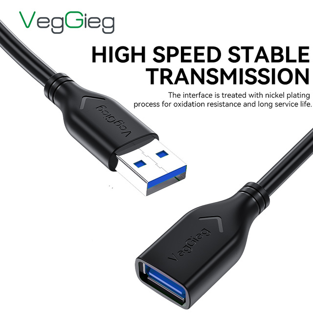 VegGieg USB 3.0 Extension Cable 5Gbps High Speed Male to Female USB Extender Cord Pure Copper Wire for Laptop U Disk Camera
