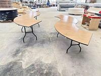 Table de banquet pliable moderne en forme de S, en contreplaqué, portable et facile à nettoyer, idéale pour les mariages et événements en extérieur – Vente chaude, personnalisable en usine