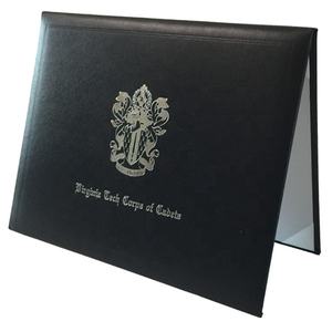 Custom Goudfolie Logo <span class=keywords><strong>Document</strong></span> Tent A4 Diploma Lederen Certificaat Houder <span class=keywords><strong>Cover</strong></span> - Product Image 1