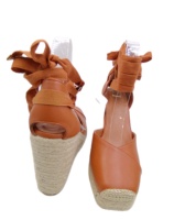 Fabricant en gros 100% Jute bout carré plate-forme sandales compensées pour les femmes talon de 60mm à la mode de Chine
