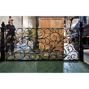 Tùy chỉnh sàn gắn trang trí công phu rèn sắt lan can cho tầng thứ hai cầu thang lan can lan can nội thất cầu thang bước lan can - Product Image 2