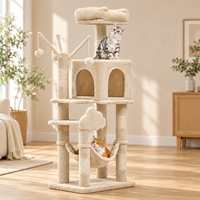 Grand arbre à chat multi-niveaux en peluche avec poteaux à gratter en sisal, double condo, hamac, perchoirs et jouets pour chats d'intérieur