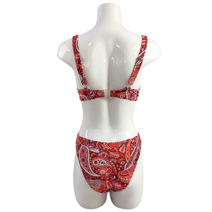 Classique Paisley Imprimé Maillot De Bain pour Femmes V Fil de Coupe Buste Complet Haute jambe Sexy <span class=keywords><strong>Bikini</strong></span> Maillots De Bain - Product Image 4