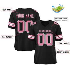 Camiseta de Fútbol Auténtica Personalizada de Estilo Clásico Negro, Rosa y Blanco - Product Image 2