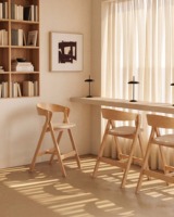 Chaises de bar modernes de style mid-century DISHI, tabourets de bar en bois, design personnalisé, chaise de restaurant avec siège en tissu pour café