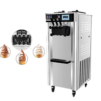 Machine à glaces molles professionnelle électrique à 3 saveurs pour les commerces et les boutiques de desserts