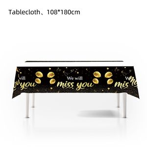 Artículos para Fiesta de Jubilación, Vajilla Negra y Dorada, Platos de Papel, Pancarta, Guirnalda, Mantel, Globos - Product Image 3