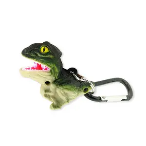 Poly resin/Harz Schlüssel anhänger Animal Carabi ner Taschenlampe-Green T-Rex | Mini Animal Key chain Blitzlichter für Kinder, Krankens ch western, Camping