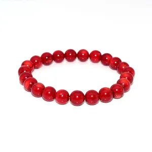 Wholesale Price 6/8mm Natural Red Coral Bracelet For Women Men