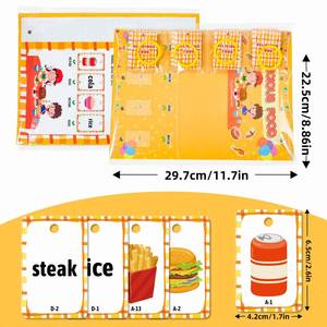 Fournitures pour l'école à domicile, cartes flash éducatives, activités d'apprentissage préscolaire, 92 cartes flash sur les aliments pour l'apprentissage précoce - Product Image 5