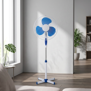 16-Inch Electric Floor Stand <b>Fan</b> with 5 Blades & <b>Remote</b> <b>Control</b> Air Cooling Box for Home & Hotel Installation Plastic <b>Fan</b> - Product Image 1