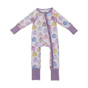 RTS Vente en gros Vêtements pour enfants Barboteuse colorée à fermeture éclair et citrouille pour bébé Vêtements de printemps et d'automne au design - Product Image 1