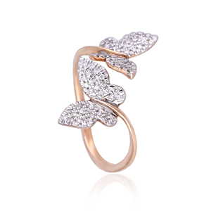 Joyería de diamantes premium, anillo de diamantes en oro rosa y blanco de 18 quilates |   Anillo de Joyería Fina con Diamante Natural de Corte Redondo HI VS-SI para Damas - Product Image 2